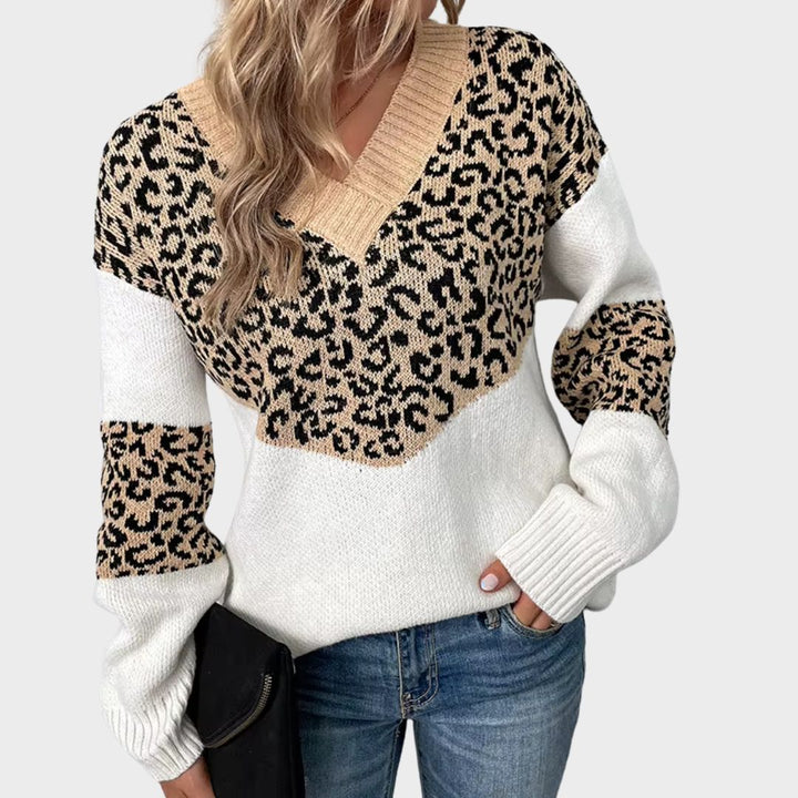 Gabriela | Elegant V-neck Jumper Leopard