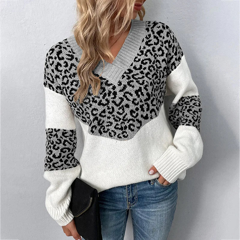 Gabriela | Elegant V-neck Jumper Leopard