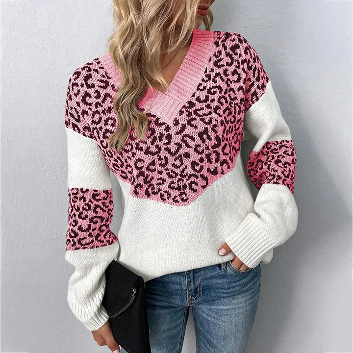 Gabriela | Elegant V-neck Jumper Leopard