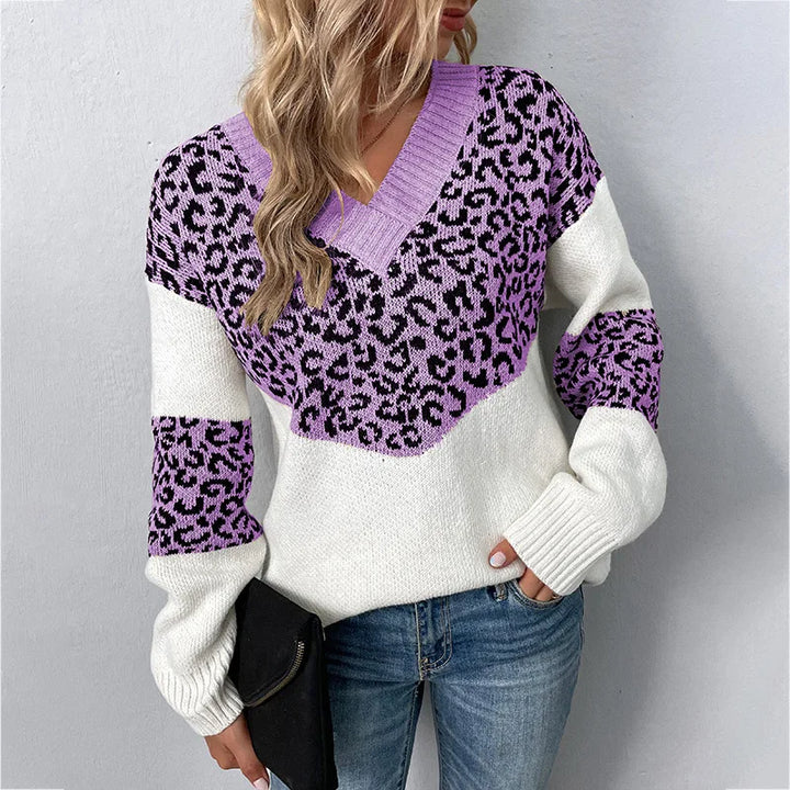 Gabriela | Elegant V-neck Jumper Leopard