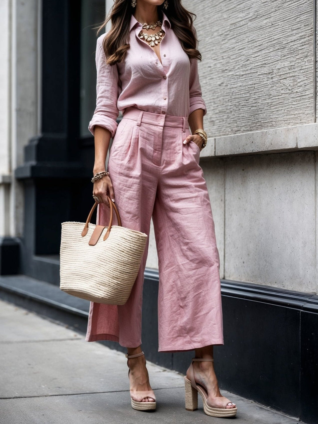 Kayla | Capri Trousers and Loose Shirt Set