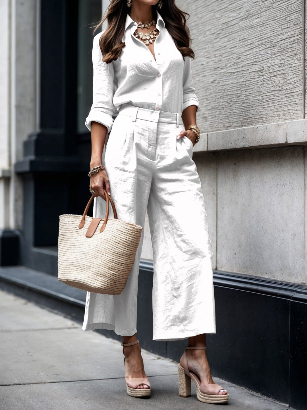 Kayla | Capri Trousers and Loose Shirt Set
