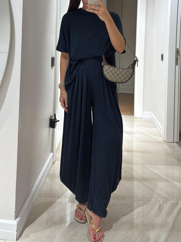 Leanne | Casual Top &amp; Wide-Leg Trousers Set